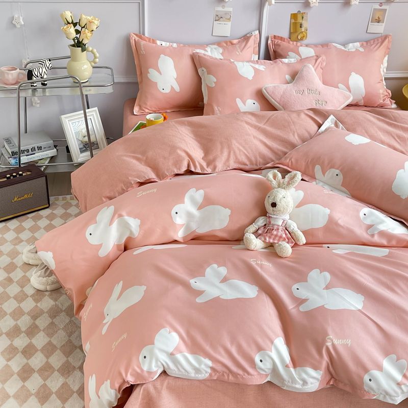 Ins Style Bedding Set Fashion Solid Color Washable Duvet Cover Without Comforter Pillowcases Sheet for Student Soft Home Textile