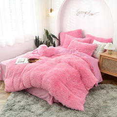 Bedding Set Luxury Winter Warm Thicken Mink Fleece Duvet Cover Bed Sheet and Pillowcases Quilt Cover Queen King Size 150x200cm