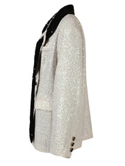 Glitzy Sequined Sash Lapel Blazer