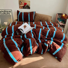 Stripe Style Quilt Cover Warm Bedding Bed Cover for Winter Soft Comforter Cover Home Duvets Cover funda nordica (No Pillowcase)