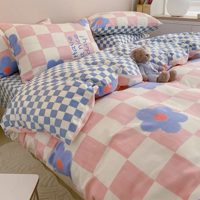 Bedding Set Nordic Single Double Flat Sheet Duvet Cover Pillowcase Soft Microfiber Full Queen Size Bed Linen