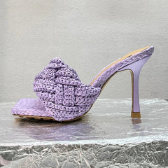 Woven Band Kitten Heels Sandals