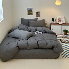 Cotton Japanese Duvet Cover Fitted Flat Sheet Pillowcase Set No Filling Single Double King Size Ins Style Bedding Kit