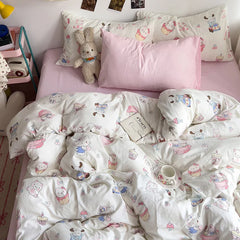 Bed Linen Bedding Set A-Class Washed Cotton Four-Piece Bed Sheets Set Comfort Sets Solid  Couple Bed Quilt Cover Home Textile