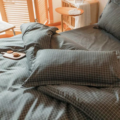 Black White Small Checks Printed Bed Set Floral Duvet Cover Pillowcase Bedding Set Bed Sheet Quilt Cover Single Queen King Size