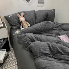 Ins Light Blue Bubble Washed Cotton Bed Sheet Bedding Set Four Piece Set Four Season Duvet Set Nordic Style Three Piece Set