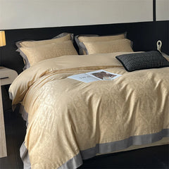 Lyocell Cotton Bed Linens Jacquard Bedding Set Sheet Pillowcase Quilt Cover Ru Queen King Size