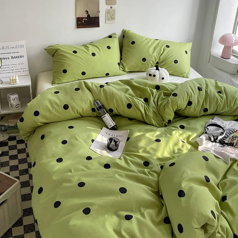 Simple Style Bed Linen Set Skin-friendly Bedsheet Set Pillowcase Brushed Bedclothes Single/Full/Queen/King Size Bedding Set
