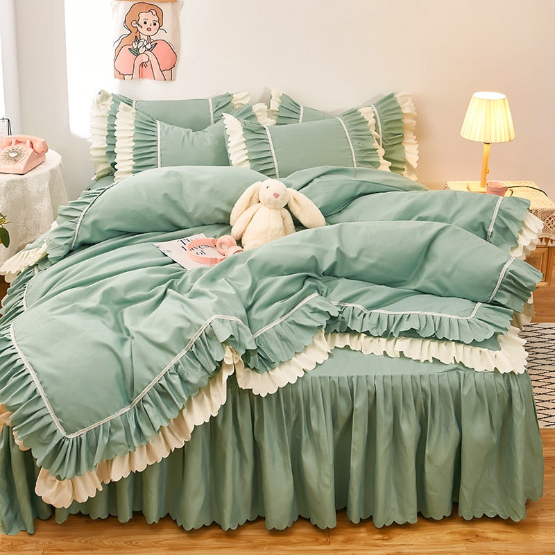 4pcs Couple Bed Quilt Set Sheet Bedsheet Bedspread Queen Size Duvets Cover Linens Comforter Bedding with Pillowcases Luxury Pink