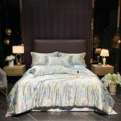 Natural Silk Bedding Set High-End Luxury Soft Silky Quilt Cover Set Single Double King Size Printing Duvet Cover Set