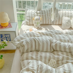 Four Piece Set on Washed Cotton Bed, Non Pure Cotton Bedding, Single Duvet Cover Set, Three Piece Set, Brushed