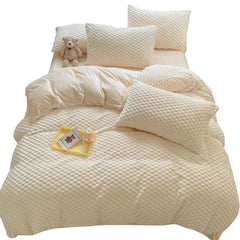 New Milk Velvet Bedding Set Thickened Bean Velvet Warm Four Piece Sets Quilt Cover Bed Linen Pillowcase Queen King Bedroom Decor