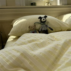 Ins Nordic Duvet Cover Set Quilt Set Minimalist Style Grey Strip Bed Set Of Four Pieces, Home Luxury Bedding Set Bed Sheets