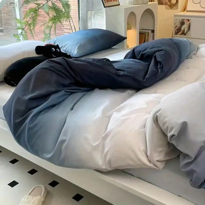 Solid Grey Matcha Color Bedding Set Adults Kids Twin Full Queen Size Bed Flat Sheet Duvet Cover Set Pillowcases Simple Bed Linen