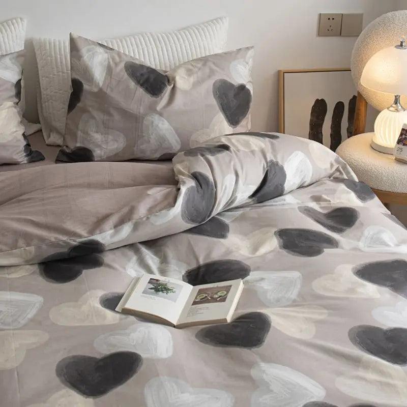 Cherry Cute Bedding Set Flat Sheet Pillowcases No Filler Ins Spring Kids Audlt Single Full Size Home Hotel Bed Linens