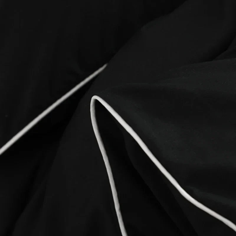 Black Color Bedding Set For Adults Simple Style Double Bed Sheet Sets Single/Queen/king Bed Cover Full Set Plain Bedding
