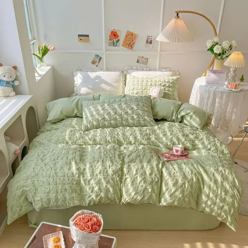 Bedroom Sets Bedding Set Queen Size Bed Sheets Set Quilt Cover Schoolgirl Washed Cotton Sheet Free Shipping Beddings Sets Girl