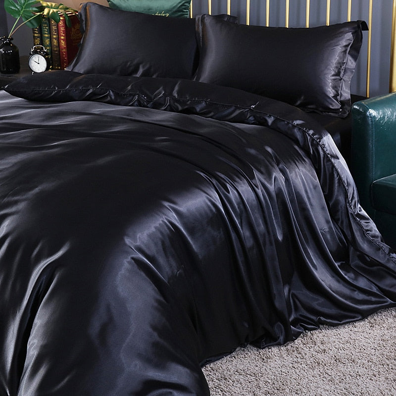 blending Mulberry Silk Bedding Set Silky High-end Queen Size Duvet Cover Set with Fitted Sheet Luxury Bedding Sets King Bed Sets