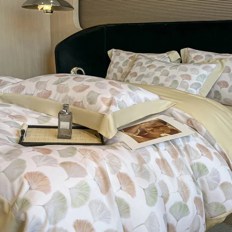 Luxury Digital Printing Flowers and Plants Bedding Set Lyocell Eucalyptus Fiber Soft Silky Duvet Cover Bed Sheet Pillowcase 4Pcs