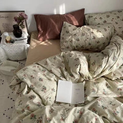 Blue Floral Duvet Cover Set with Pillowcase Bed Sheet No Filler  New Single Double Queen Size Bedding Linens Fashion
