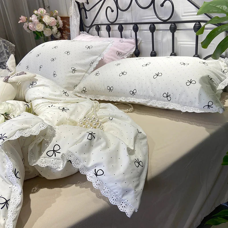 2025 New Knitted Cotton Bedding Set 1.2m 1.5m 1.8m Size Bed For Girls Women Room Decoration Bed Sheets With Pillowcases