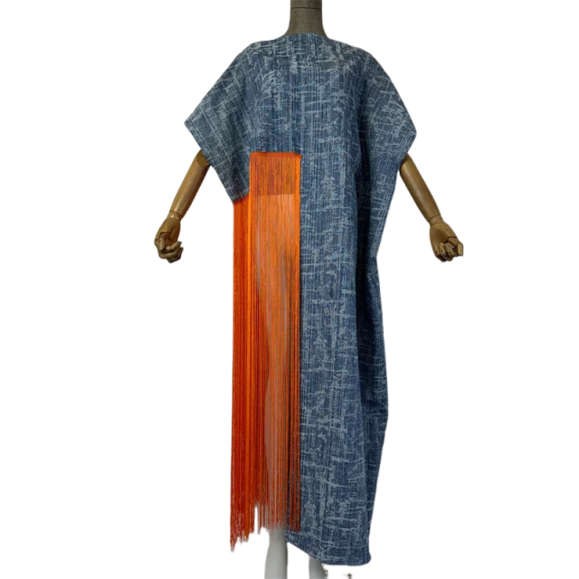 Denim with Tassel Kaftan Dress - WINI