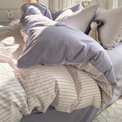 New Stripe Series Quilt Cover Skin Friendly 4-piece Bedding Set Pillow Case with Bed Sheet Four General 150x200 200x230