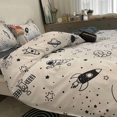 Euro Nordic Blue Solid Home Bedding Set Simple Soft Duvet Cover Set With Sheet Comforter Covers Pillowcases Bed Linen