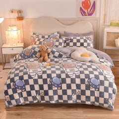 Winter Duvet Cover Thick Fleece Warm Flannel Coral Double Sided Velvet Bedding Single Double Queen King Size Quilt Cover