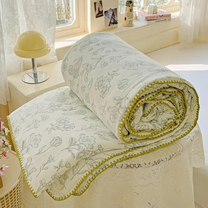 2025 Summer 2 Gauze Blanket AClass Jacquard Kids AirCon Quilt  Machine Washable Lightweight Summer Bedding Gift Set