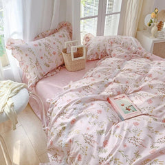 Lace Princess rose printed bedding set king size girl duvet cover set bedding sets elegant bed linen bed sheets and pillowcases