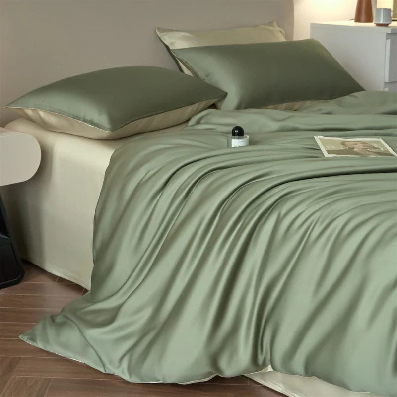 100s Lyocell Silkly Bedding Sets Summer Bed Linens Ru Europe Queen King Single Size Pillowcase Sheet Duvet Cover