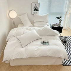 Black Color Bedding Set For Adults Simple Style Double Bed Sheet Sets Single/Queen/king Bed Cover Full Set Plain Bedding