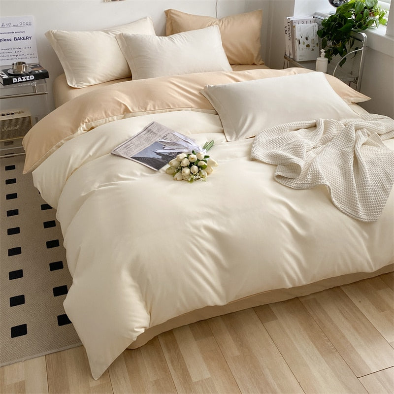 Bedding Set Boy Girl Duvet Cover Flat Sheet Pillowcase Aesthetic Bedcloth Double Cover Flat  Soft Comfort  Bed Sheet Pillowcase