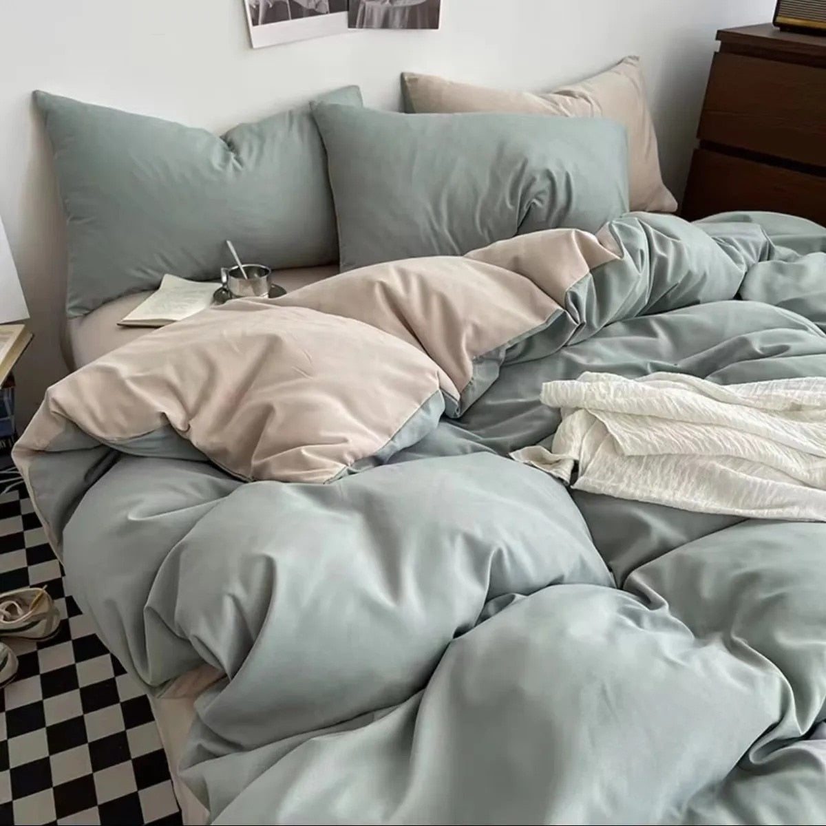 Bedding Set Nordic Single Double Flat Sheet Duvet Cover Pillowcase Soft Microfiber Full Queen Size Bed Linen
