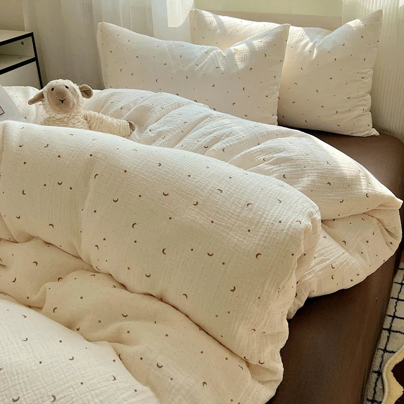 Bed Linen Bed Sheets Set Sweet Dots Duvet Cover Set Quilt Cover Bed Sheet Girls Quilt Sets Queen Size INS Blogger Comforter Sets