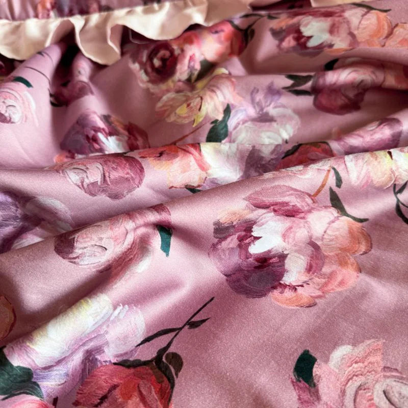 100% Cotton! Floral Bedding Set Romantic For Women Duvet Cover Set 4pcs Bedding for Winter Bed Sheet Pillowcases Home Textiles