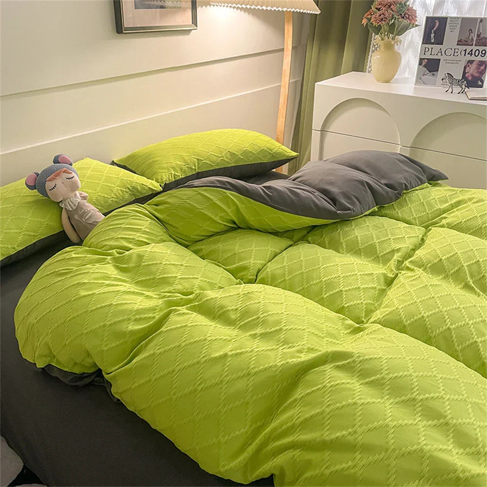 Bedding Set Fashion Skin Friendly Fabric Home Hotel King Size Single Double Bed Set Duvet Cover Quilt Cover Pillowcase Bed Linen