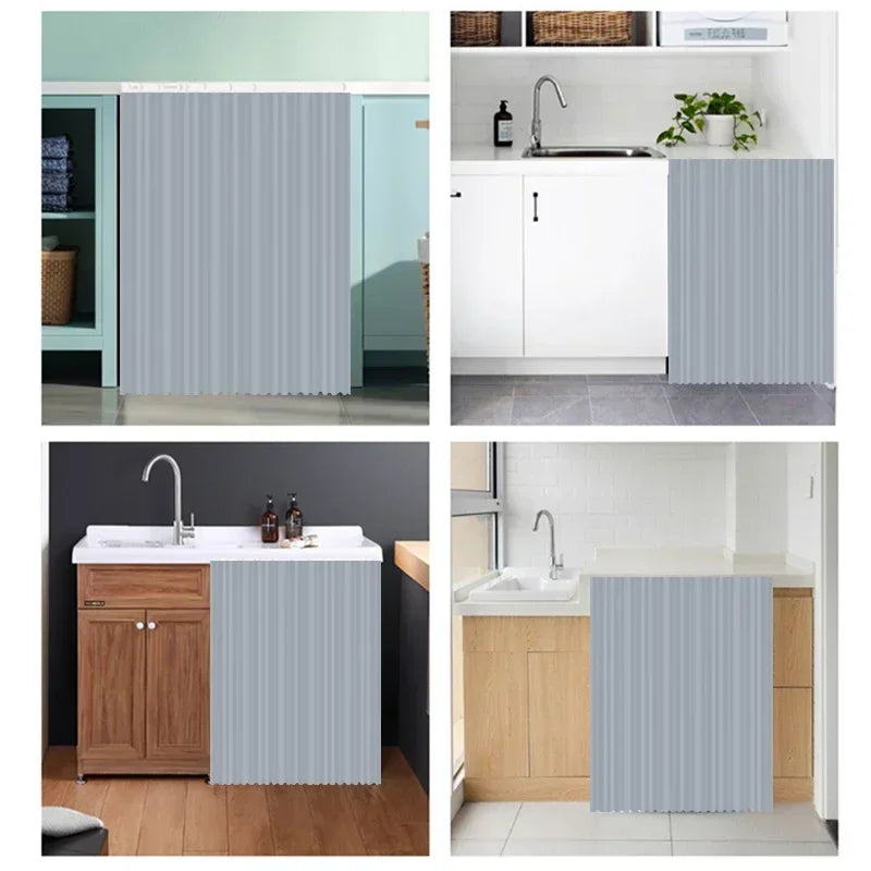 Kitchen Cabinet Curtain Dustproof Cupboard Wardrobe Cover Self-Adhesive Short Curtains Cabinet Bookcases Cortina Rideaux