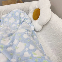 INS Blanket Cartoon Moon Star Printed Throw Flannel Blanket Office Sofa Blanket Soft Bedding For Adults Children Plush Bedspread