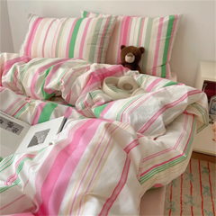 Light Luxury Striped Pure Cotton and Cotton New Bedding Set and Duvet Cover Set Three Piece Four Piece Set