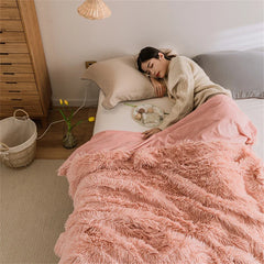 Double Side Fluffy Blanket Soft Bedspread Shawl Plush Blankets Portable Sofa Warm Bedding Throw Blanket Bedroom Decor Bed Cover