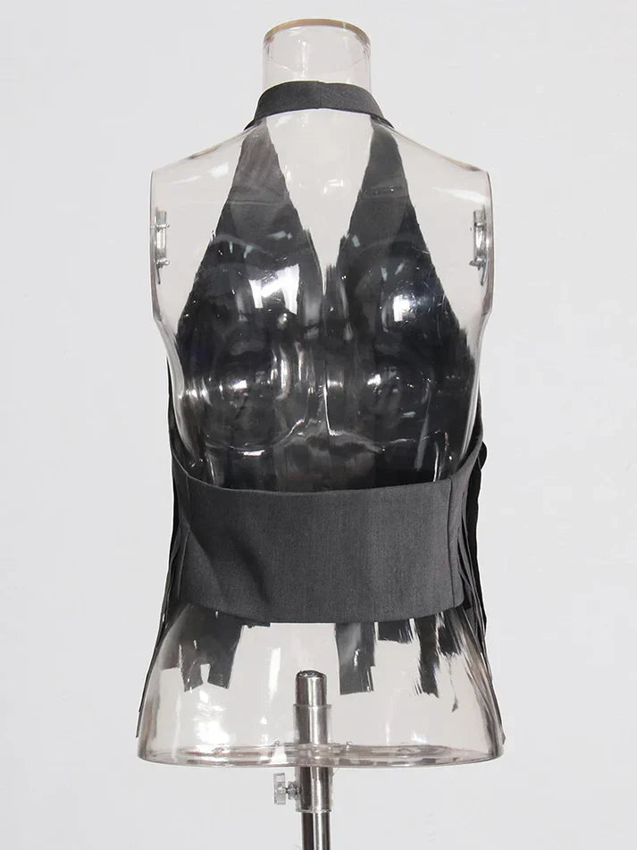 Halter Neck Tassel Vest
