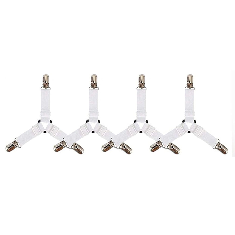 4Pcs/lot Bed Sheet Fasteners Holder Gadgets for Home Elastic Straps Adjustable Clips For Bed Sheet Organizer Mattress Cover Clip
