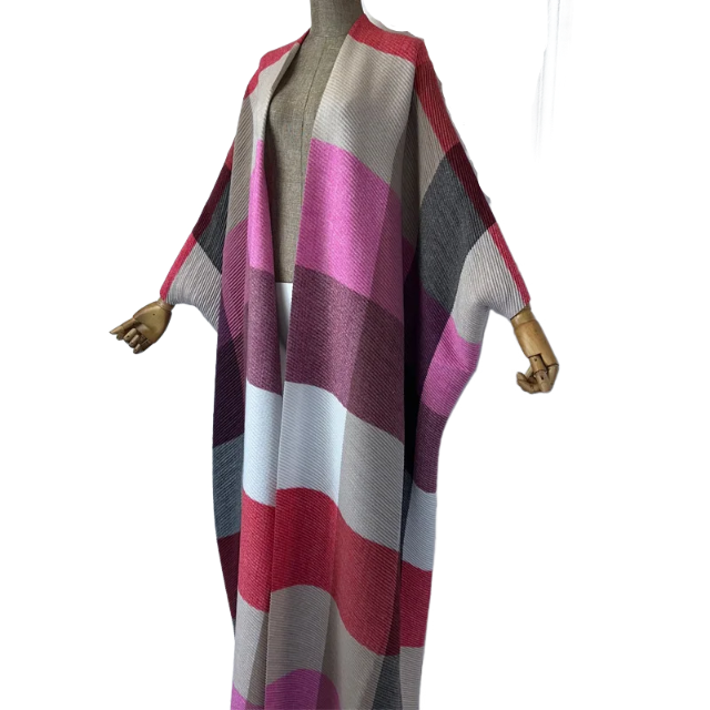Plaid Pleated Long Cardigan - WINI