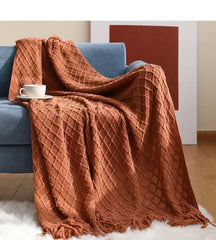 Nordic Faux Cashmere Sofa Blanket Office Nap Comfortable Bedspread Soft Homestay Decoration Blanket Thick Winter Knitted Shawl