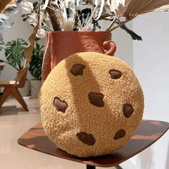 Creative Cookies Pillows Round Shape Chocolate Biscuits Stuffed Plush Toys Realistic Food Snack Seat Cushion Plushie Props Gifts