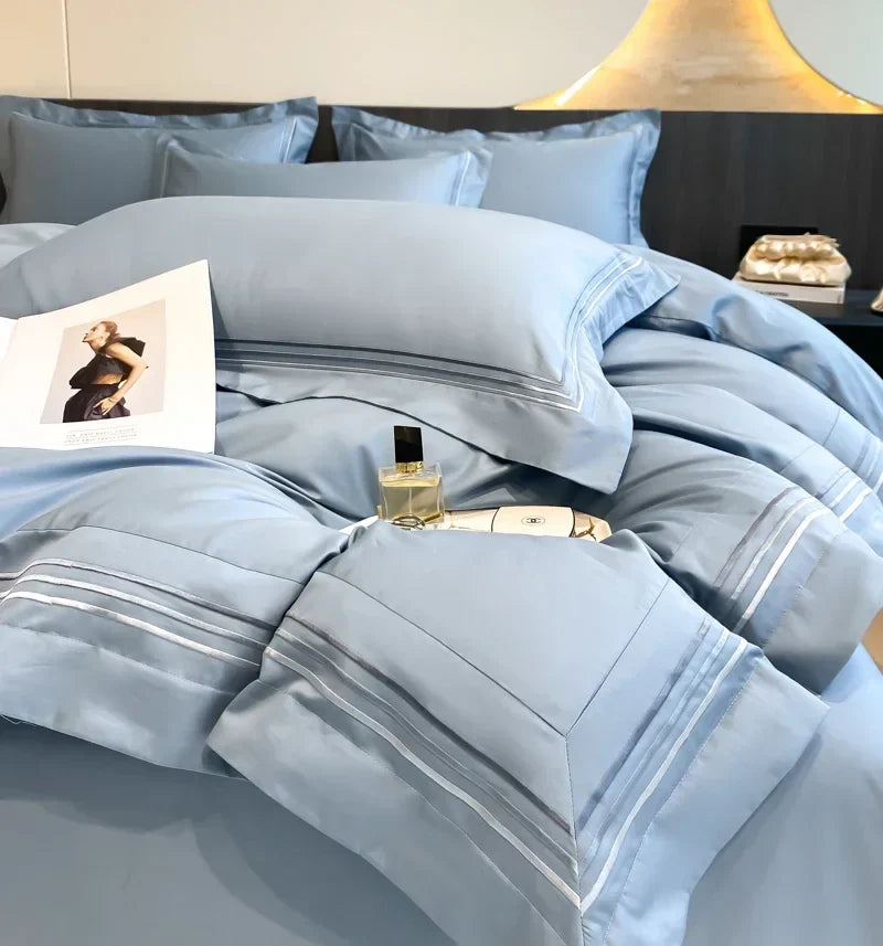 1Set 200S Luxury 100% Cotton Hotel Style Bedding Set Pure Cotton Duvet Cover Fitted sheets Style  Pillowcase