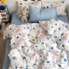 Bed Linen Bedding Set A-Class Washed Cotton Four-Piece Bed Sheets Set Comfort Sets Solid  Couple Bed Quilt Cover Home Textile
