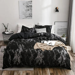 Mirco Fiber Marble Print Bedding Set Nordic Duvet Cover Set Double Bed Home Soft Comfortable Quilt Cover & 1/2pcs Pillowcases